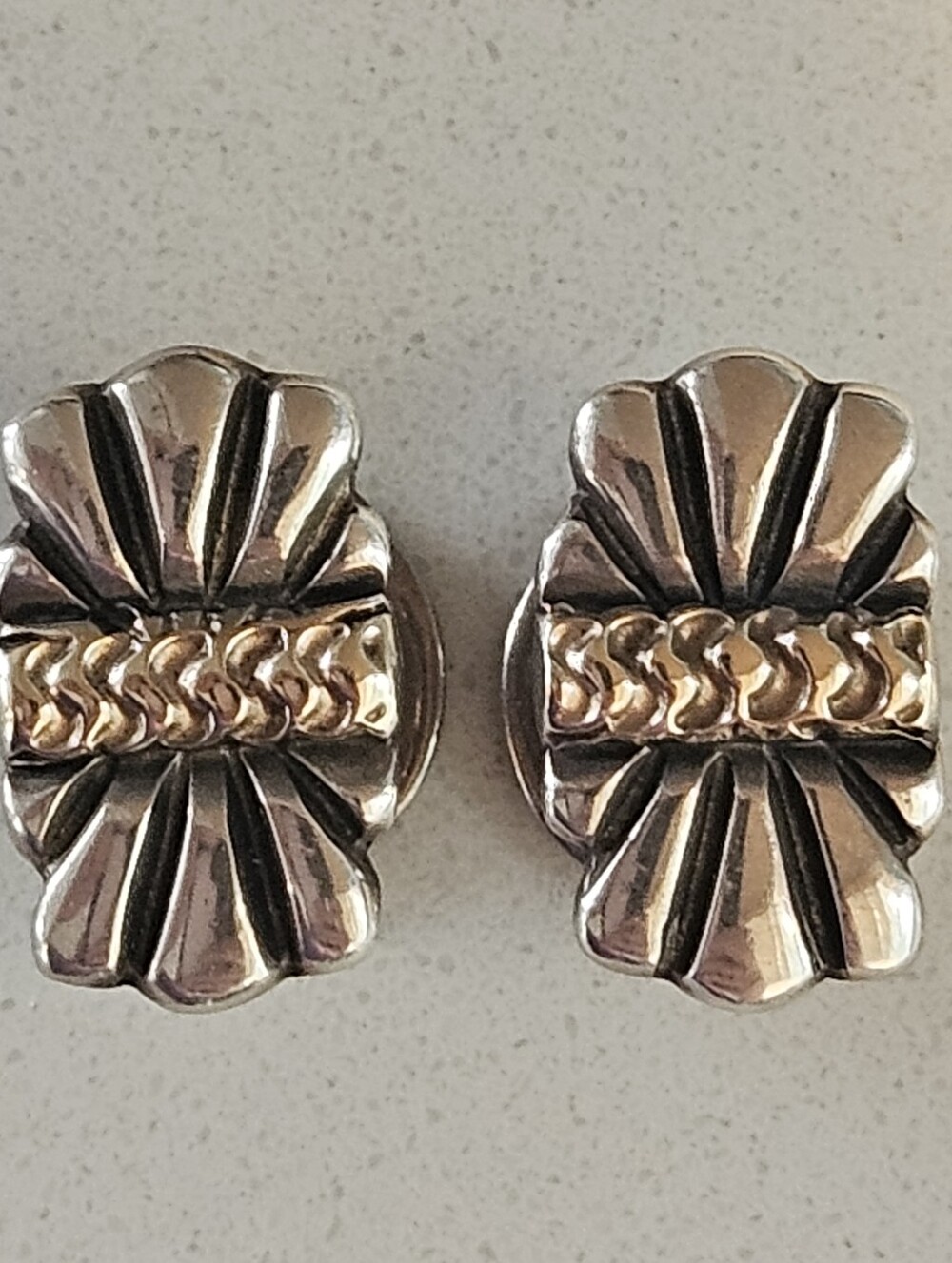 Luxury Designer James Reid JR Ltd Sterling Silver 14k Yellow Gold Cufflinks